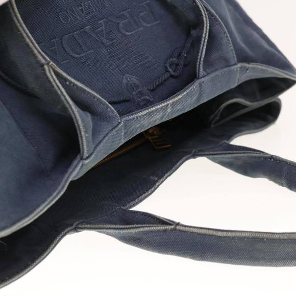 PRADA Canapa GM Tote Bag Canvas Navy Auth yk10287 - Picture 6 of 16